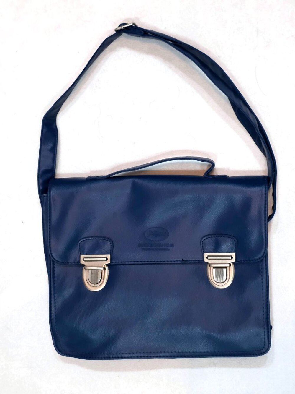 2015 Cannes Film Festival Official Messenger Bag Blue Leather Shoulder Briefcase